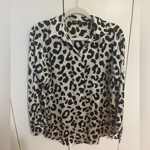 Leopard Print Satin Button Down Shirt | Zara